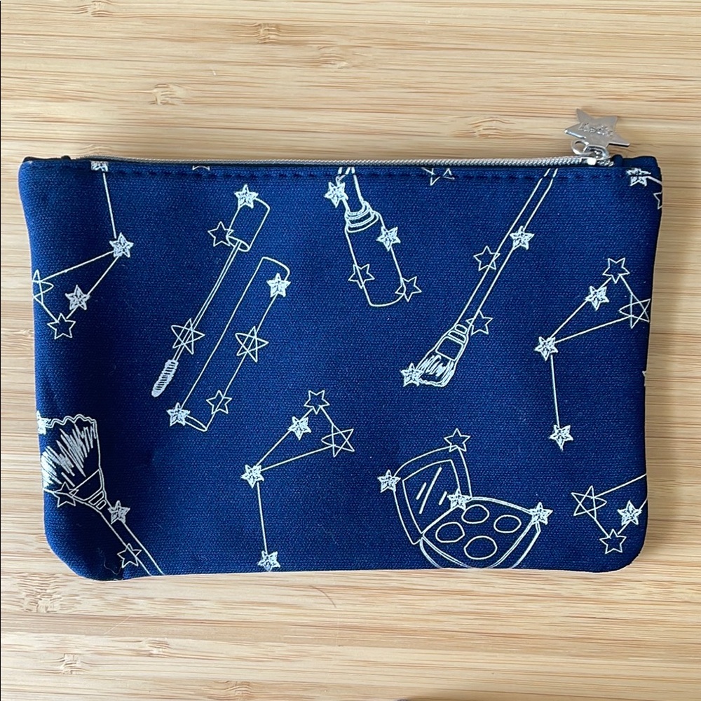 Ipsy Bag -Navy Blue Makeup Pouch with Silver Star Constellation Astrology Design